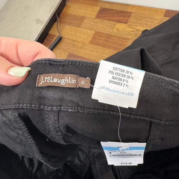 J Mclaughlin Womens Emmie Jean 4 Black Straight Cotton Tencel Pants Front Seam - Picture 5 of 7